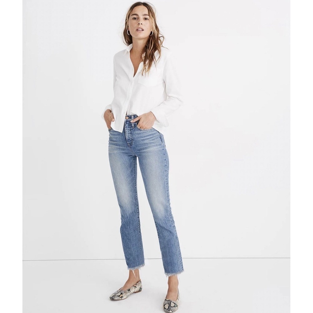NEW! Madewell The Perfect Vintage Jean Denim Frayed Hem Blue SZ 26